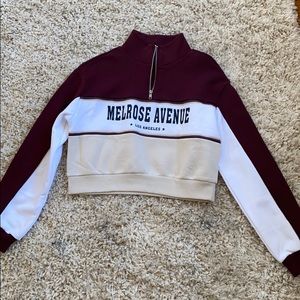Los Angeles cropped zip up crewneck